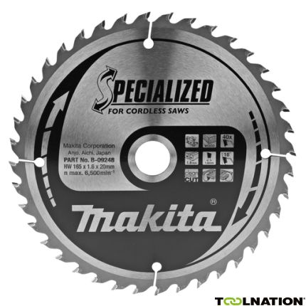 Makita Accessoires B-09248 HM zaagblad Specialized Accu Hout 165 x 20 x 40T - 2