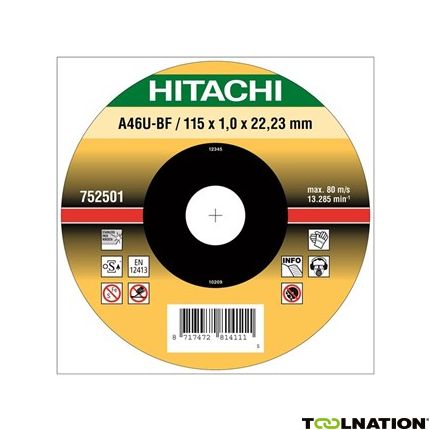 Hitachi Accessoires 782301 A60U-BF41 doorslijpschijf voor RVS/metaal 115 x 1 mm per 25 - 1