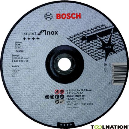 Bosch Blauw Accessoires 2608600711 Doorslijpschijf gebogen Expert for Inox - Rapido AS 46 T INOX BF, 230 mm, 1,9 mm - 1
