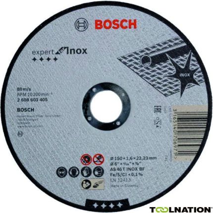 Bosch Blauw Accessoires 2608603405 Doorslijpschijf recht Expert for Inox AS 46 T INOX BF, 150 mm, 1,6 mm - 1