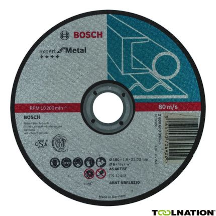 Bosch Blauw Accessoires 2608603398 Doorslijpschijf recht Expert for Metal AS 46 T BF, 150 mm, 1,6 mm - 1
