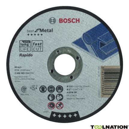 Bosch Blauw Accessoires 2608603514 Doorslijpschijf recht Best for Metal - Rapido A 60 W BF, 125 mm, 1 mm - 1