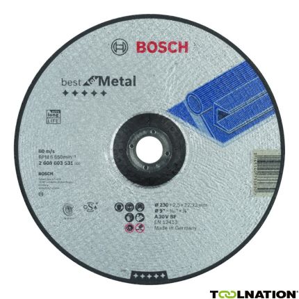 Bosch Blauw Accessoires 2608603531 Doorslijpschijf gebogen Best for Metal A 30 V BF, 230 mm, 2,5 mm - 1