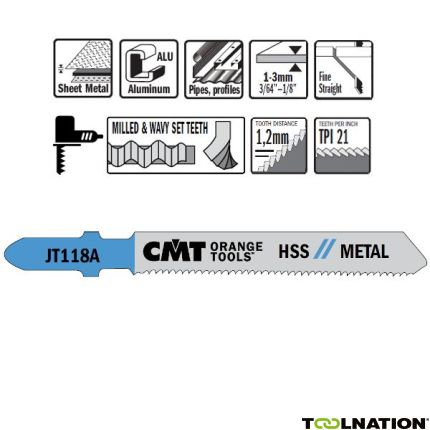 CMT JT118A-5 Decoupeerzaagbladen HSS T-Schacht Metaal 5 stuks - 1
