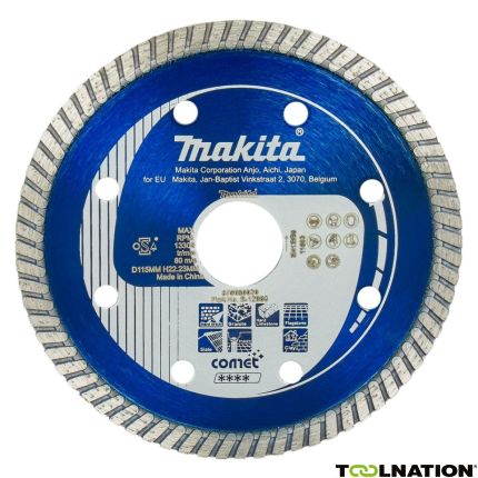 Makita Accessoires B-12980 Diamantschijf 115 x 22,2 mm Blauw Turbo - 1