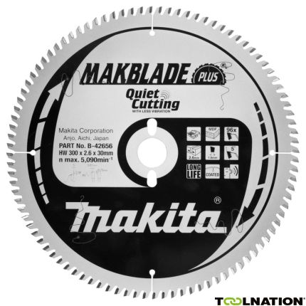 Makita Accessoires B-42656 Tafelzaagblad MDF / gemelamineerde plaat Makblade-Plus 300x30x2,6 96T 5g - 1