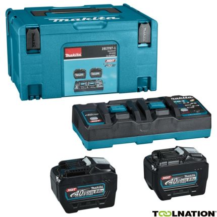 Makita Accessoires 191Y97-1 Startset XGT DC40RB Duolader + 2 x Accu BL4080F 40V max 8.0Ah in MBox - 1