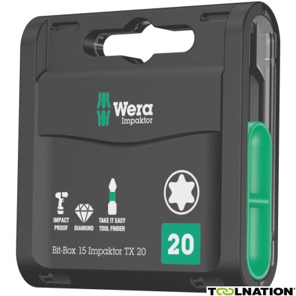 Wera 05057772001 Bit-Box 15 Impaktor 20x25 TX, 1/4" zeskant - 1