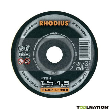 Rhodius 205910 XT24 doorslijpschijf dun Aluminium 115 x 1.5 x 22,23 mm - 1
