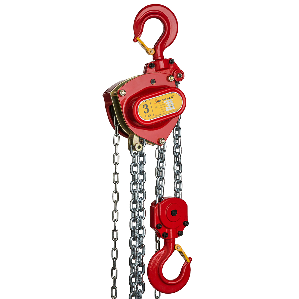 Delta DR.0.04403006.OP RED - Premium handkettingtakel met overlastbeveiliging - 3 ton - met 6 meter hijshoogte