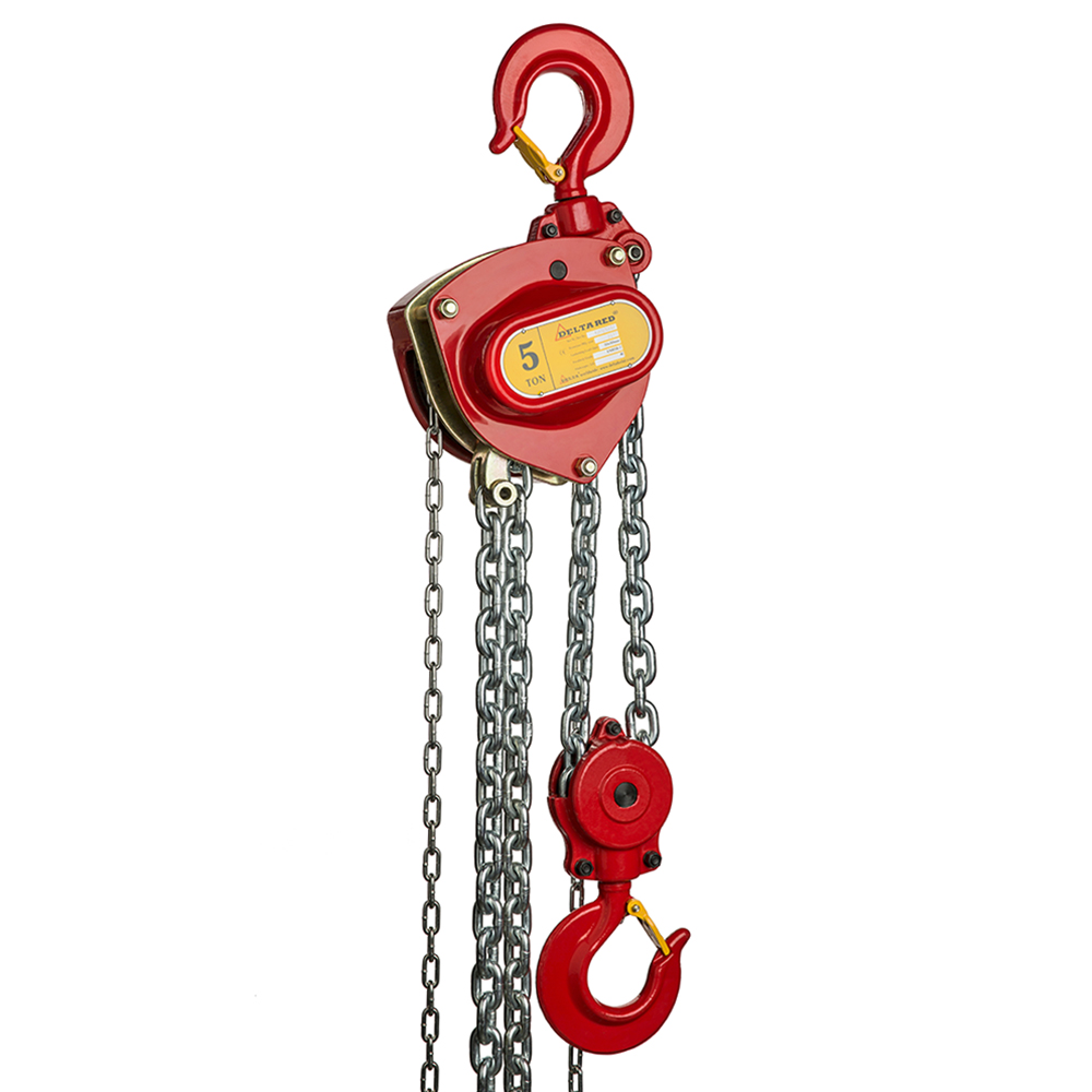 Delta DR.0.04405006.OP RED - Premium handkettingtakel met overlastbeveiliging - 5 ton - met 6 meter hijshoogte