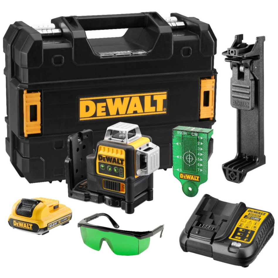 DeWALT DCE089D1G-QW Zelfnivellerende Kruislijnlaser Groene Straal 10,8V 2,0Ah XR Li-Ion
