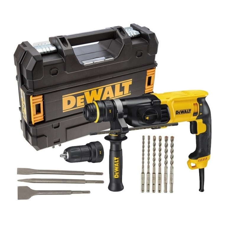 DeWALT D25134KP-QS SDS-Plus combihamer, 800W, 26mm met snelwisselboorkop + boor/beitelset