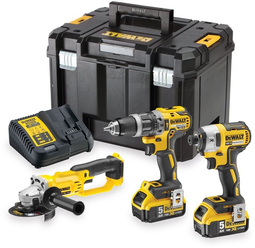 DeWALT DCK383P2T-QW Comboset 18V 5,0Ah Li-Ion - DCD796 Accuklopboormachine + DCF887 Slagschroever + DCG412 Haakse slijper