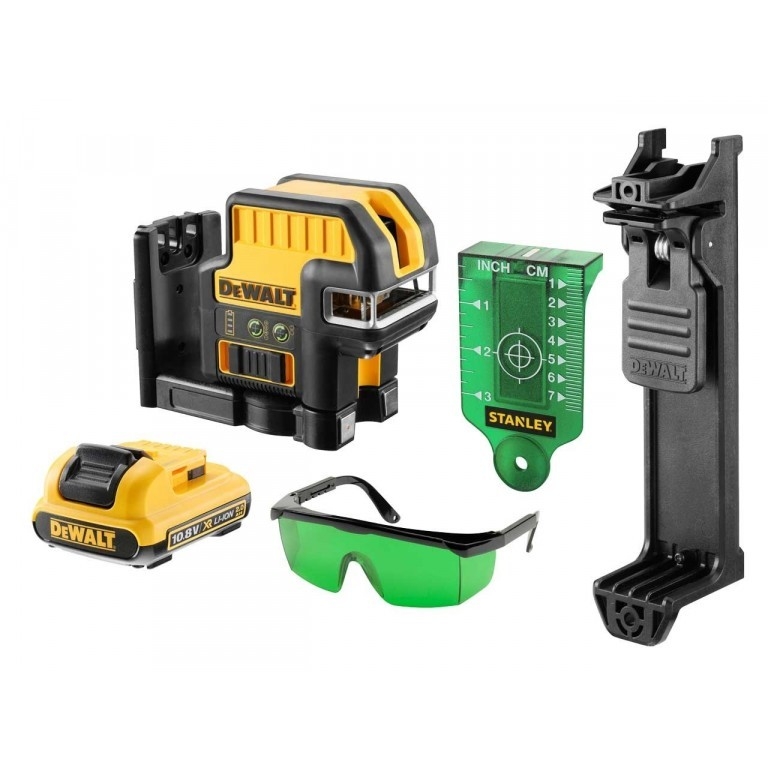 DeWalt DCE0825D1G-QW Zelfnivellerende 5 punts Kruislijnlaser groene straal 10,8V 2,0Ah XR Li-Ion