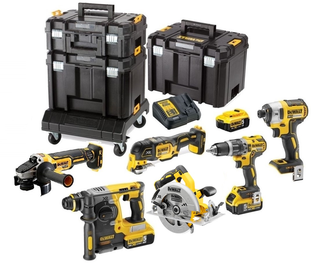DeWALT DCK685P3T-QW 6-delige Combiset 18V 5,0Ah Li-Ion in TSTAK + Cart