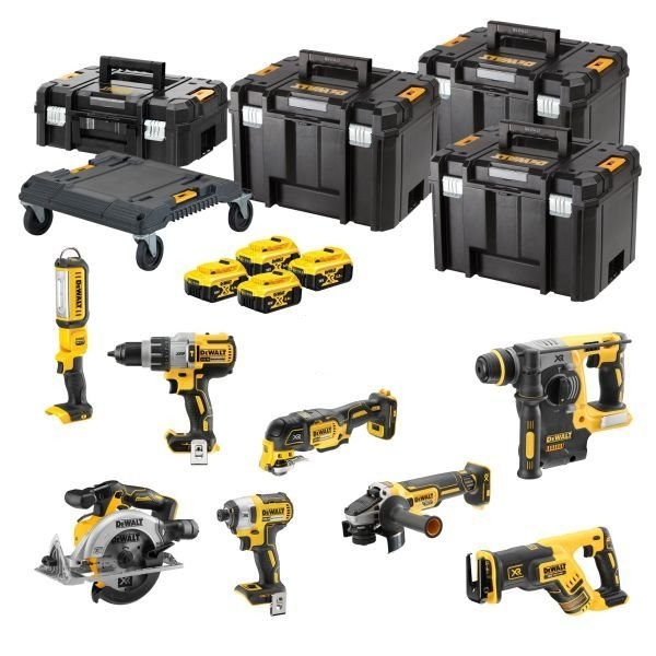 DeWalt DCK853P4T-QW 8-delige Combopack XR 18 Volt 5,0 Ah Li-Ion incl. 4 accu’s in TSTAK koffers