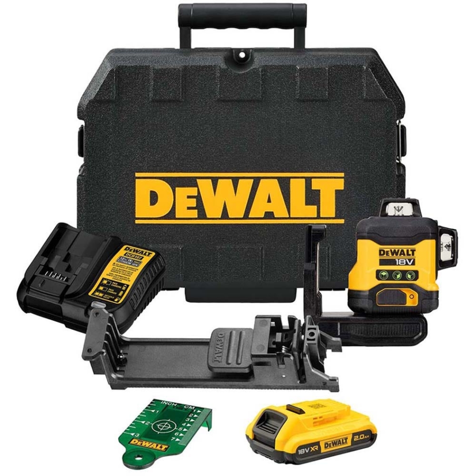 DeWALT DCLE34031D1 -QW Zelfnivellerende Kruislijnlaser 3x360° Groene Straal 18 Volt 2.0Ah Li-Ion