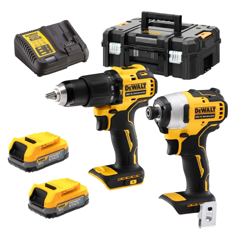 DeWalt DCK2062E2T-QW Comboset 18V XR PowerStack Li-Ion - DCD709 Accuklopboormachine + DCF809 Slagschroever