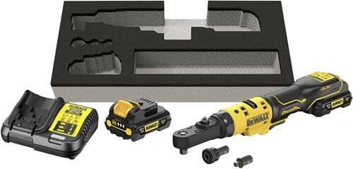 DeWalt DCF500L2G-QW Accu Haakse ratelsleutel 12V XR 1/4" en 3/8" 3,0 Ah en lader in doos