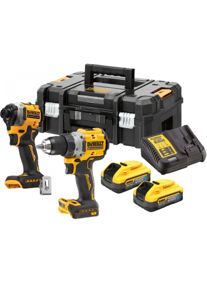 DeWALT DCK2051H2T-QW Comboset 18V 5.0Ah PowerStack Accuboormachine DCD800 + Slagschroever DCF850