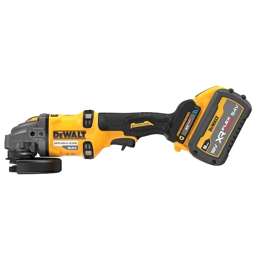DeWalt DCG418SHDX2-QW 54V XR FLEXVOLT Haakse slijper 125mm veiligheidsschakelaar 2x 9.0Ah en lader in TSTAK koffer