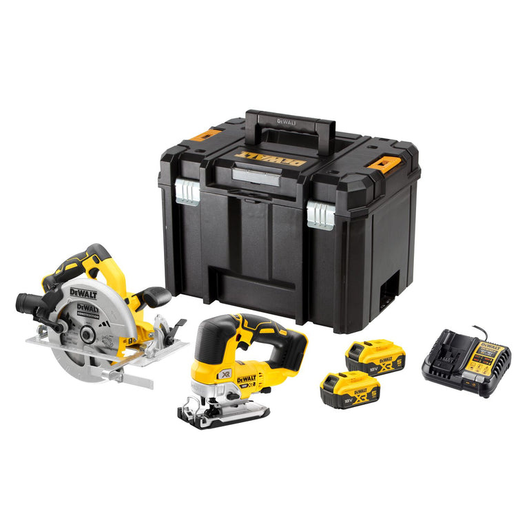 DeWALT DCK2012P2T-QW 18V XR Zaag twin kit - DCS570+DCS334 - 2 x 5Ah in TSTAK