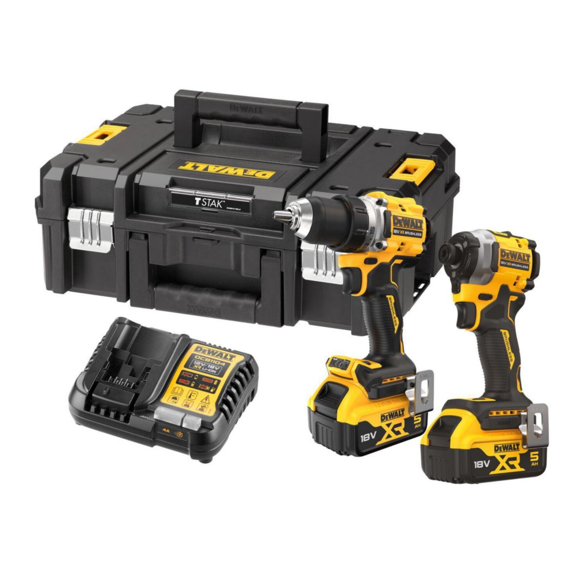 DeWALT DCK2051P2T-QW 18V XR Brushless twin kit DCD800 + DCF850 - 2x 5Ah in TSTAK
