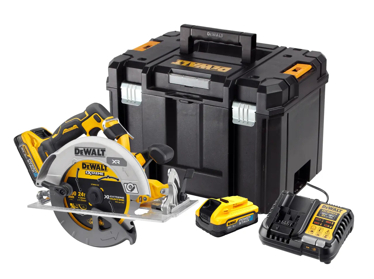 DEWALT DCS525H2T-QW 18V XR Accu Cirkelzaag 2x 18V 5.0Ah accu's en lader in TSTAK koffer