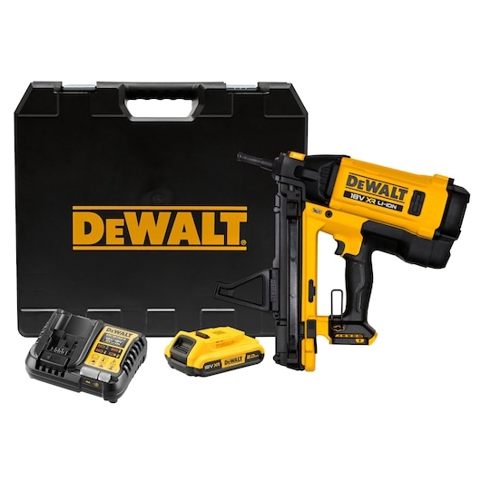 DEWALT DGN845D1-QW 18V XR C6 TRAK-IT Gas Betontacker 1x 2.0Ah en lader in koffer