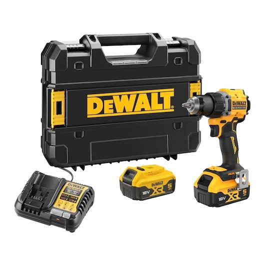 DeWalt DCD794P2T-QW 18V XR Brushless Compacte schroef-/boormachine 2x 5.0Ah accu en lader in TSTAK koffer