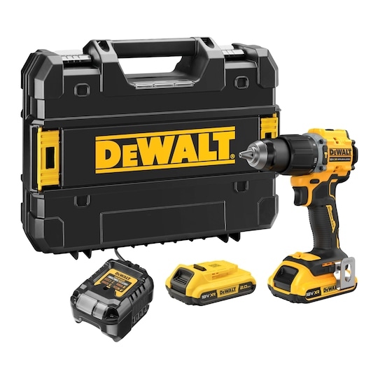 DeWalt DCD799D2T-QW 18V XR Brushless Compacte schroef-/klopboormachine 2x 2.0Ah accu en lader in TSTAK koffer