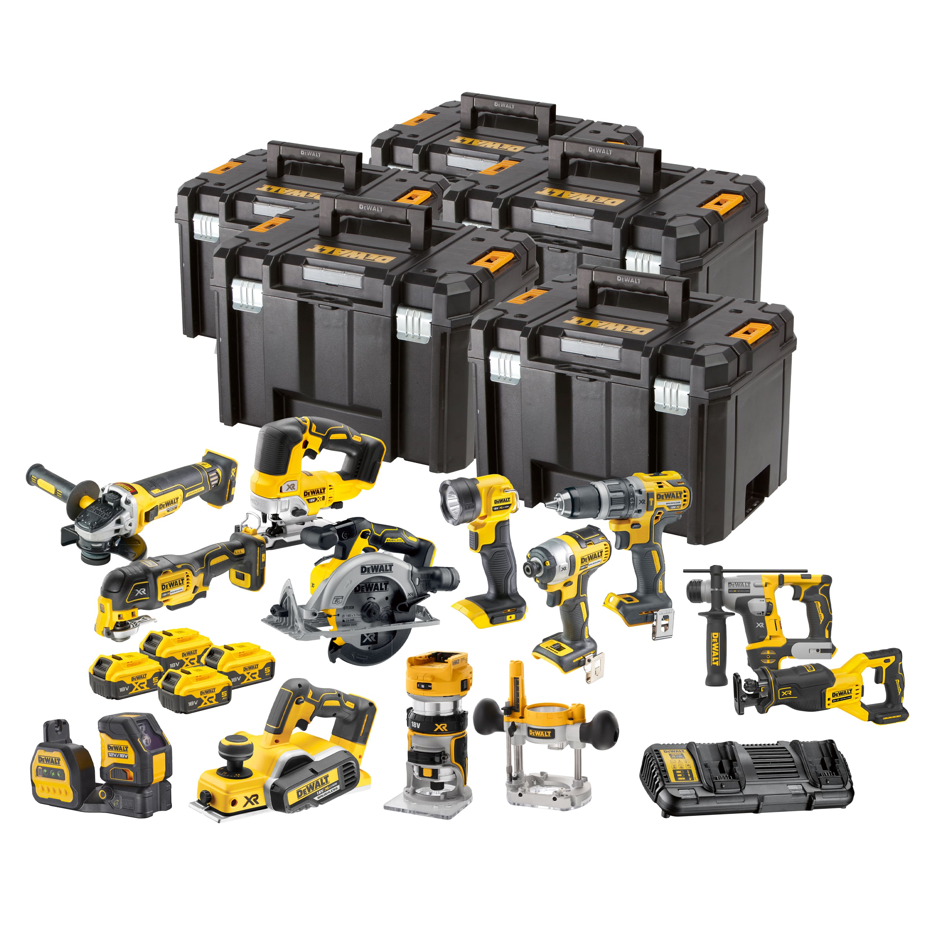 DeWalt DCK1014P4T 12-delige Combopack XR 18 Volt 5,0 Ah Li-Ion incl. 4 accu's + 5 jaar dealer garantie!