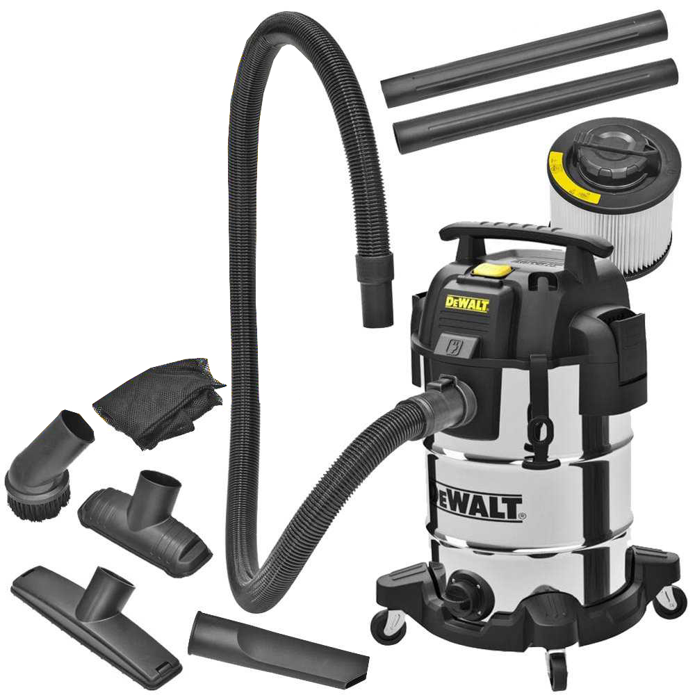 DeWalt DXV30SAPTA Stainless Steel 30L Nat/droog Stofzuiger met PTA