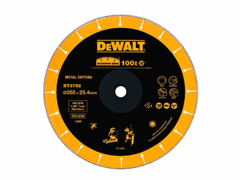 DeWALT Accessoires DT3752-QZ Diamantzaagblad 355 x 25.4 mm voor metaalafkorters