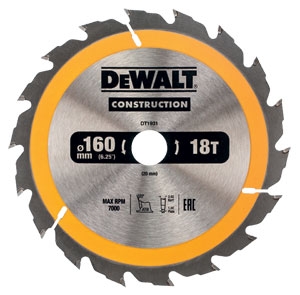 DeWalt Accessoires DT1931-QZ Cirkelzaagblad 160 x 20 mm 18T ATB 20°
