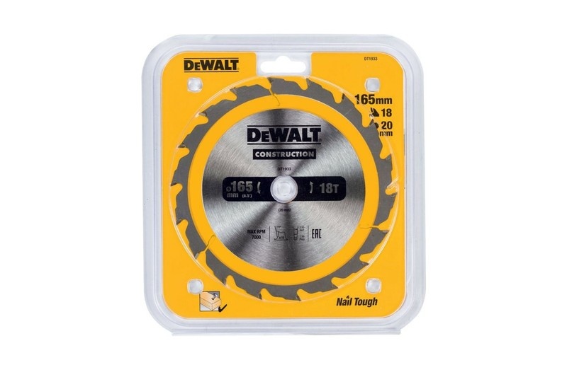 DeWalt Accessoires DT1933-QZ Cirkelzaagblad 165 x 20 mm 18T ATB 20°