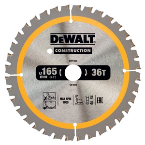 DeWALT Accessoires DT1950-QZ Cirkelzaagblad 165 x 20 mm 36T FTOP 3°