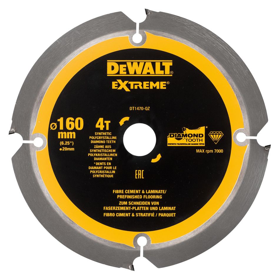 DeWALT Accessoires DT1470-QZ CZB PCD Cirkelzaagblad laminaat/vezelcement 160x20x4t