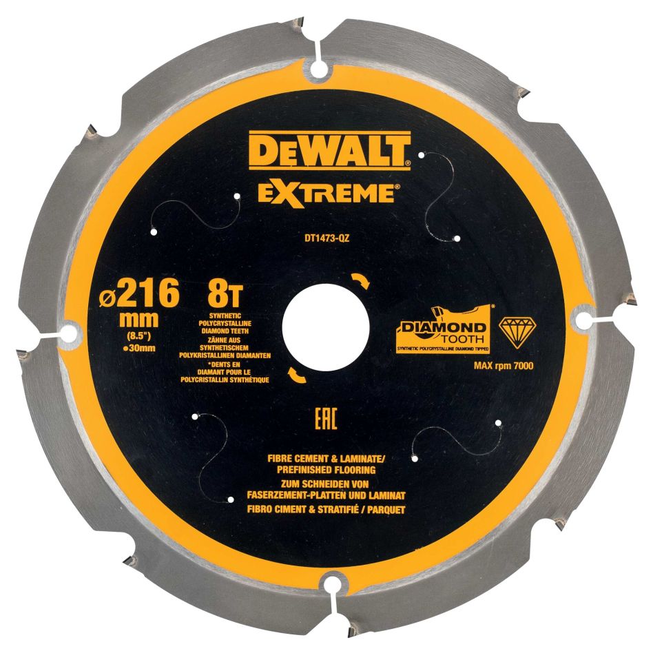 DeWalt Accessoires DT1473-QZ CZB PCD Cirkelzaagblad laminaat/vezelcement 216x30x8t