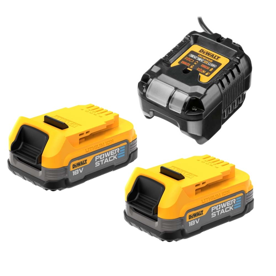 DEWALT Accessoires DCB1102E2-QW PowerStack Starter Kit - 2 x 18V XR POWERSTACK accu + DCB1102 oplader
