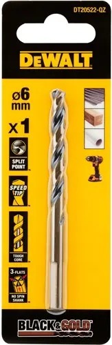 DeWalt Accessoires DT20522-QZ Black & Gold metaalboor 6mm