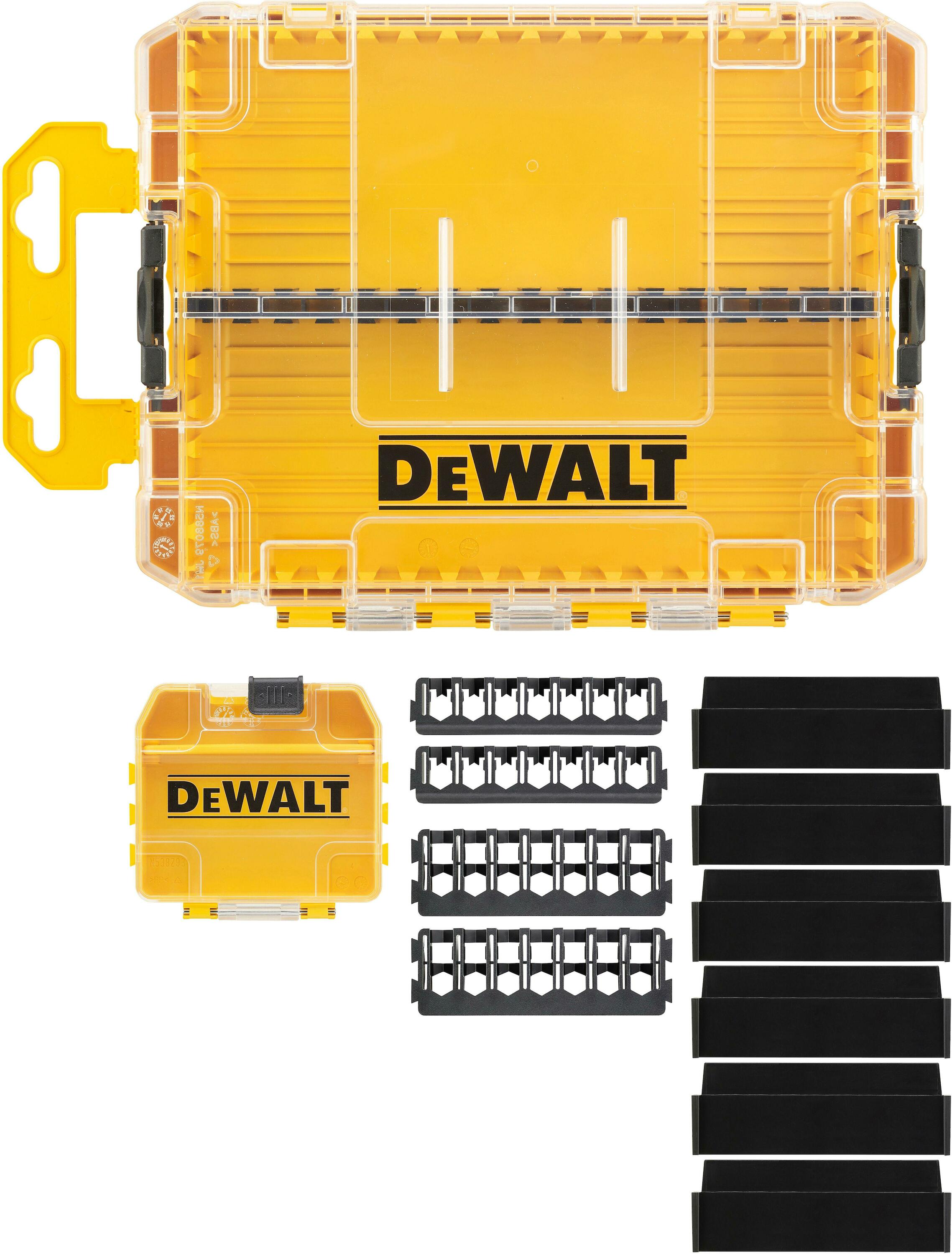 DeWalt Accessoires DT70802-QZ TOUGH CASE maat medium leeg x1 + TicTac leeg x1 + tussenschotten x6 + 25mm 7 stuks houder x2 + 57mm 7 stuks houder x2