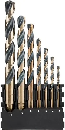 DeWalt Accessoires DT70829-QZ 7-delige houder + Black & Gold ronde schacht metaalboren 3mm, 4mm, 5mm, 6mm, 8mm, 10mm, 12mm
