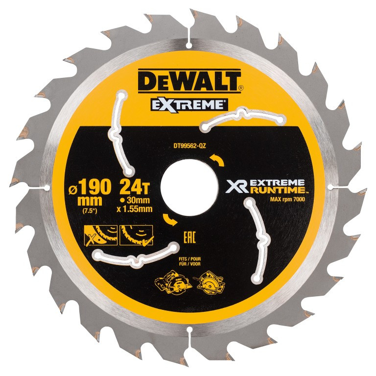 DeWalt Accessoires DT99562-QZ XR Cirkelzaagblad 190 x 30 MM 24T CSB
