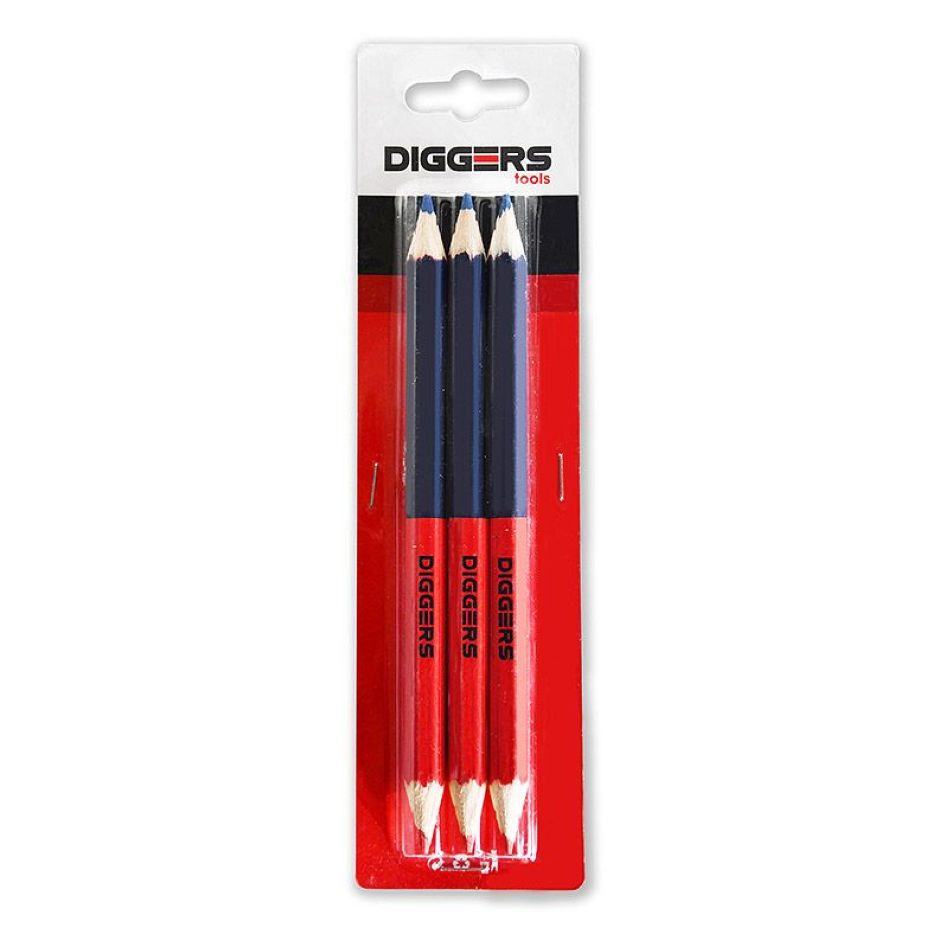 DIGGERS DIG418 Duo Potlood 17,6 cm rood/blauw 3 stuks
