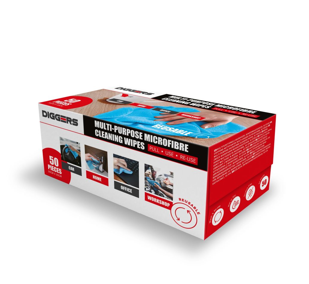 DIGGERS DIG900 Microvezeldoeken 30 x 30 cm, 50 stuks, blauw