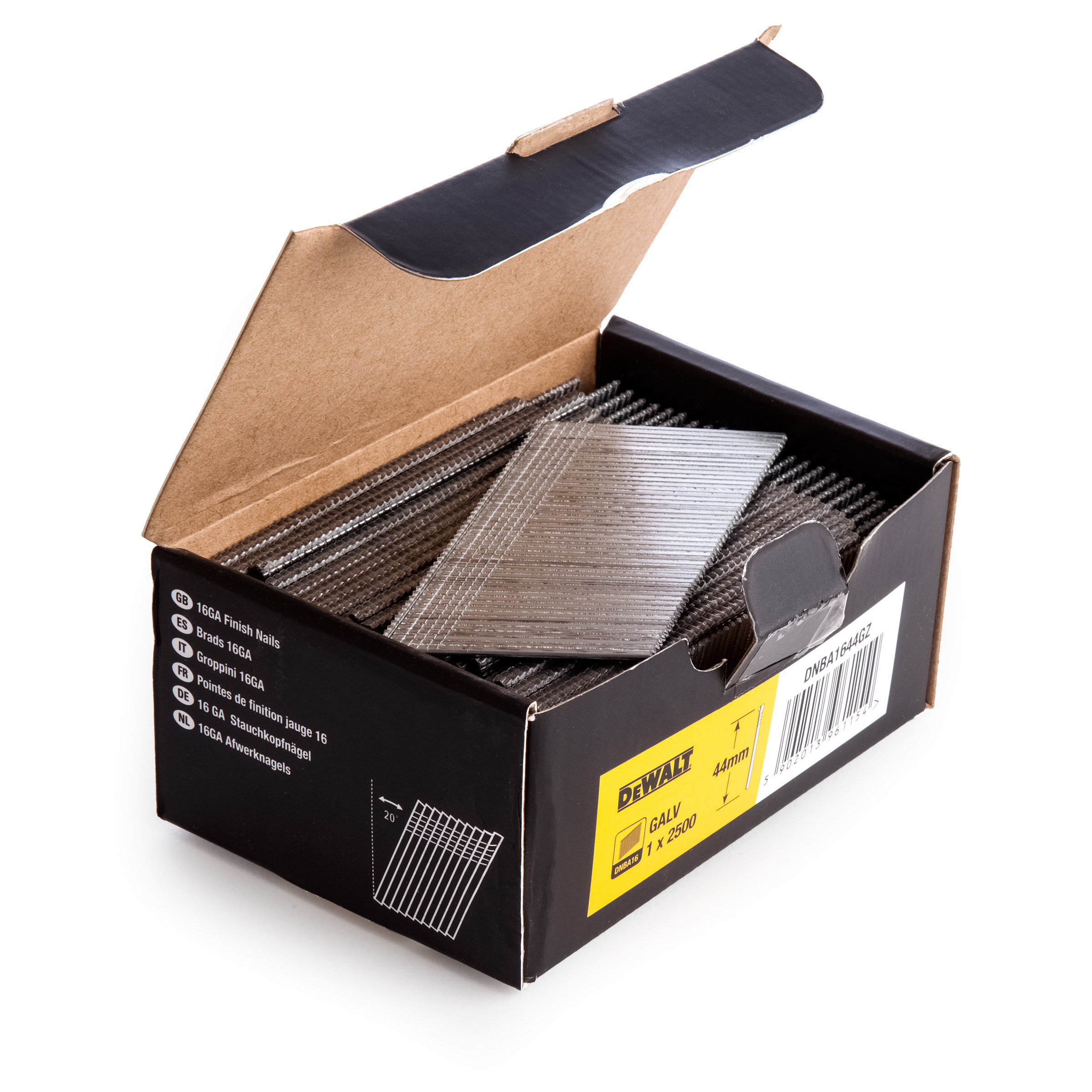 DeWalt Accessoires DNBA1663GZ Brad 16 Gauge schuin 20° Galva 2500 stuks 63 mm