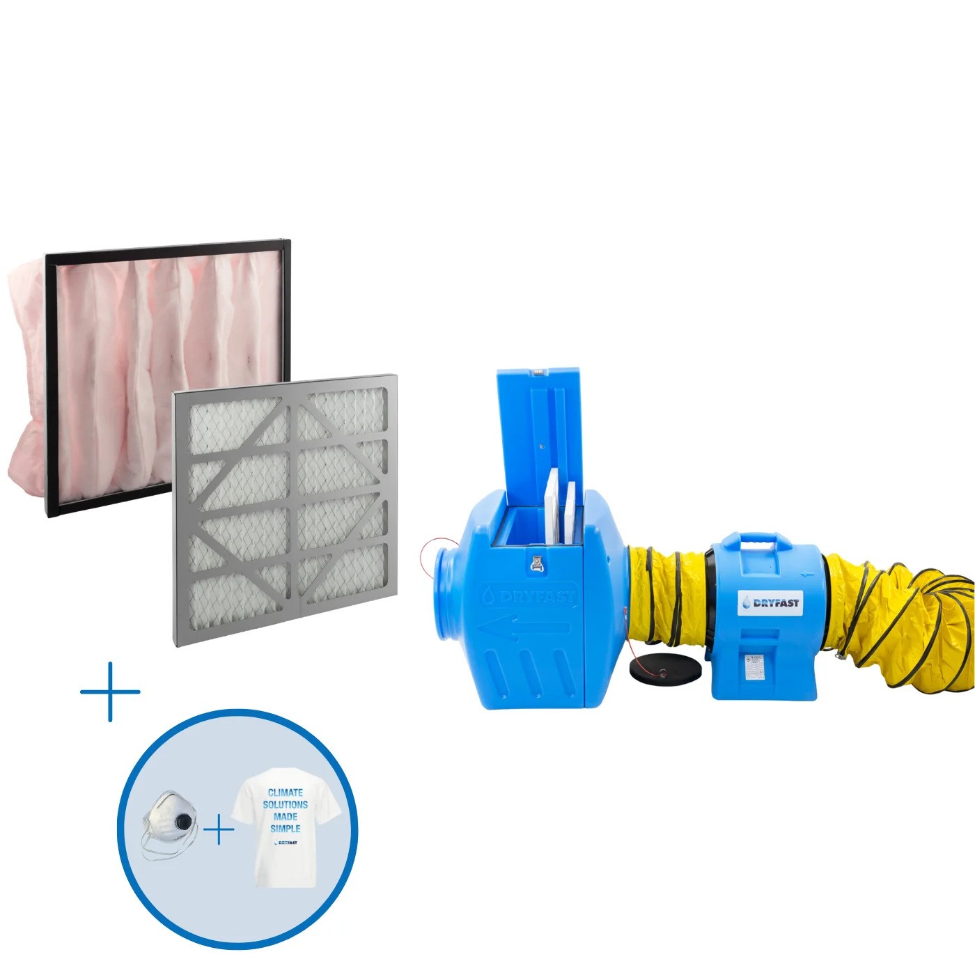 Dryfast SP-STOF Startpakket Stof - DAF3000 Ventilator + FB300 Filterbox + Filters + Slang 5m