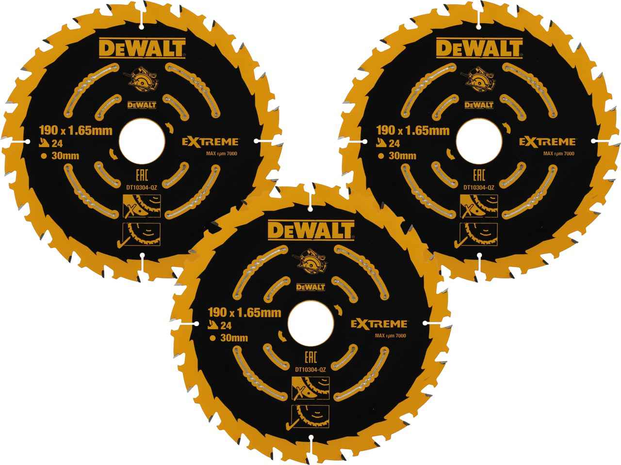 DeWalt Accessoires DT10399-QZ Cirkelzaagblad 190 x 30 mm 3 x DT10304